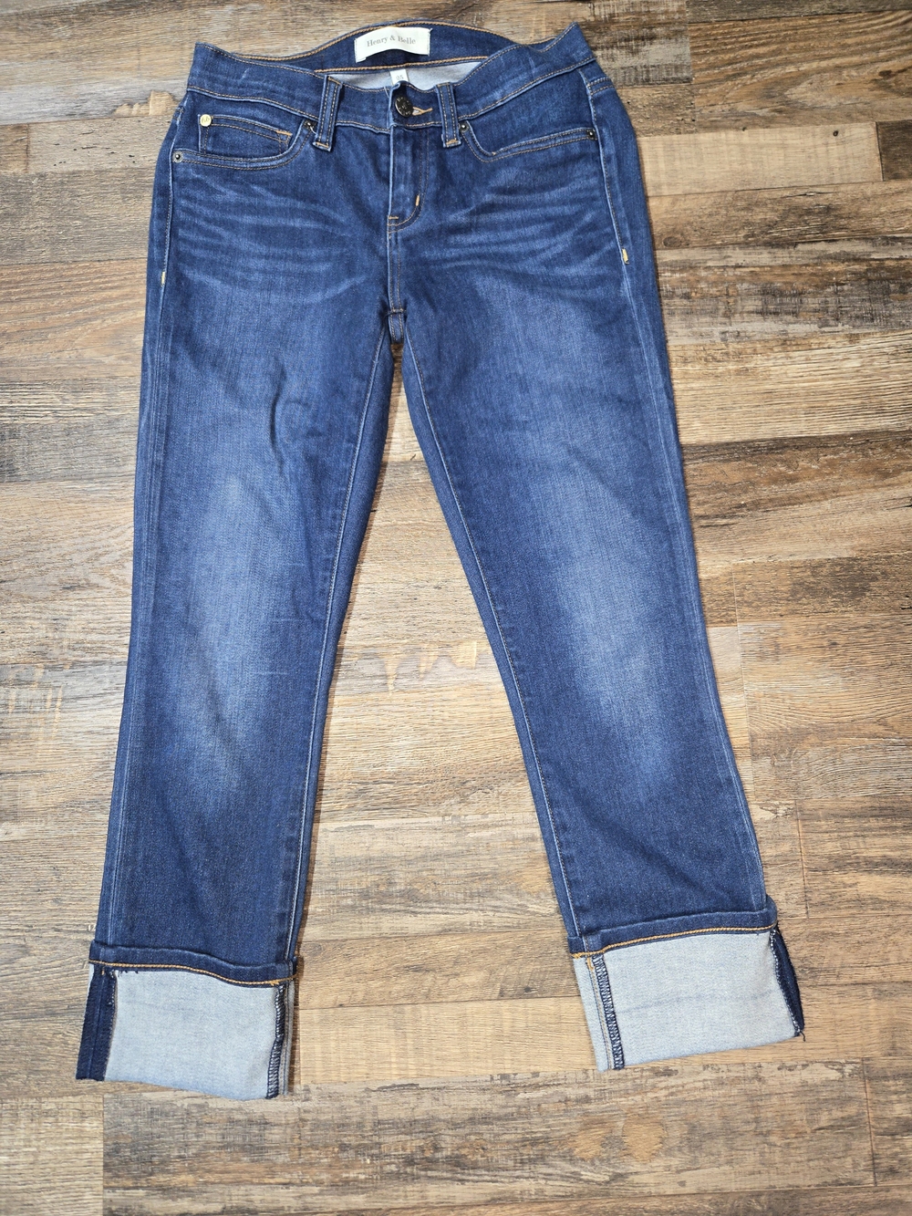 Henry & Belle Medium Blue Cuffed Boyfriend Capris